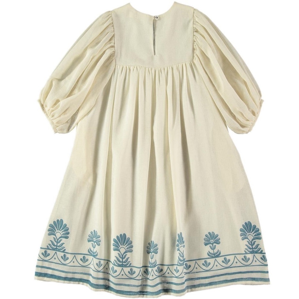 Belle Chiara Girls’ Organic Ivory Vertical Ornamental Border Selene Dress—4Y - Picture 8 of 14